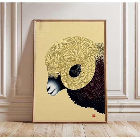 Ram Minimal Animal Modern Folk Sheep Poster Unframed Paper Print