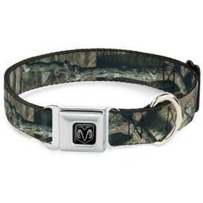 Ram/Mossy Oak Pet Collar, Dog Collar Metal Seatbelt Buckle, Mossy Oak Break Up Infinity, 15 to 24 Inches 1.0 Inch Wide