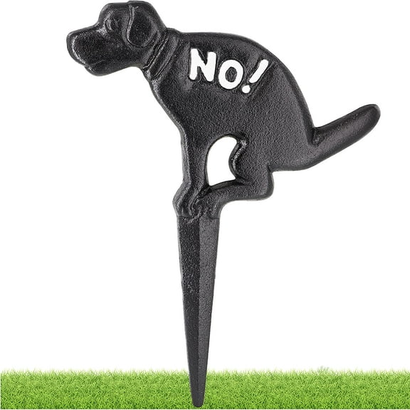Ram-Pro No Pooping Naughty Dog Black Yard Sign with Stake Cast Iron Dog Pee Yard Signs Perfect for Outdoor Lawn and Garden, Keep Your Dog Off Grass Sigs, No Dog Poop Signs for Yard