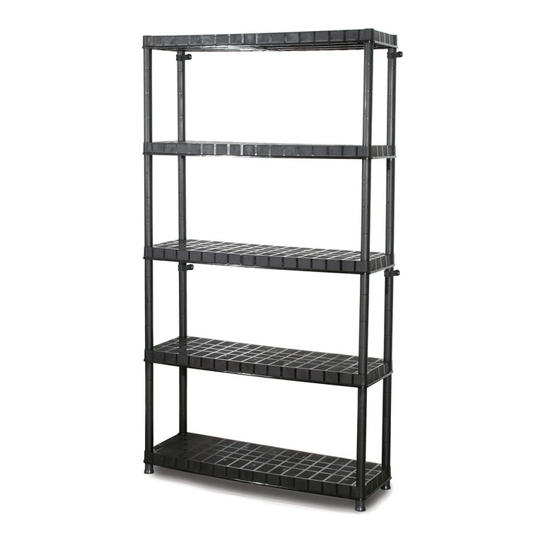 Plastic storage shelves and cabinets