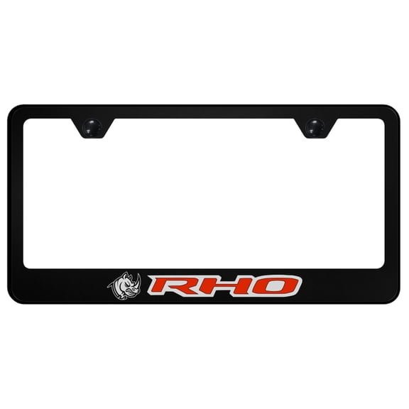 Ram RHO Head License Plate Frame Red Logo on Black Polycarbonate