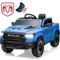 thumbnail image 1 of Ram Ride on Car Toys, 12V RAM 1500 Battery Powered Ride on Toy Truck with Remote Control, Electric Car for Kids Girls 3-5 w/ Bluetooth, Rear Storage Trunk, Safety Belt, 4 Wheelers, Blue, 1 of 9