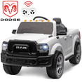 thumbnail image 1 of Ram Ride on Car Toys, 12V RAM 2500 Powered Ride on Toy Truck with Remote Control, Electric Car for Kids Girls 3-5 w/ Bluetooth, Rear Storage Trunk, Safety Belt, Rear Wheel Suspension, White, 1 of 8