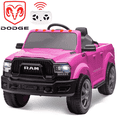 thumbnail image 1 of Ram Ride on Car Toys, 12V RAM 2500 Powered Ride on Toy Truck with Remote Control, Electric Car for Kids Girls 3-5 w/ Bluetooth, Rear Storage Trunk, Safety Belt, Rear Wheel Suspension, Pink, 1 of 8