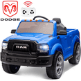 thumbnail image 1 of Ram Ride on Car Toys, 12V RAM 2500 Powered Ride on Toy Truck with Remote Control, Electric Car for Kids Girls 3-5 w/ Bluetooth, Rear Storage Trunk, Safety Belt, Rear Wheel Suspension, Blue, 1 of 9