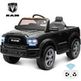 thumbnail image 1 of Ram Ride on Cars, 12V Licensed Powered Dodge Ram Ride on Toy Car with Remote Control, Electric Truck Car for Kids 3-5 w/Music Player/LED Headlights/Safety Belt/Water Cup Holder, Black, 1 of 9