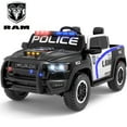 thumbnail image 1 of iYofe Ram 24V Ride on Police Car 2 Seater, Ram 1500 RHO Battery Powered Electric Car Truck with 4 Wheels, Ride on Toy with Remote Control for Big Kids Toddlers 3-8 Boys Girl, Bluetooth & Trunk, Black, 1 of 10
