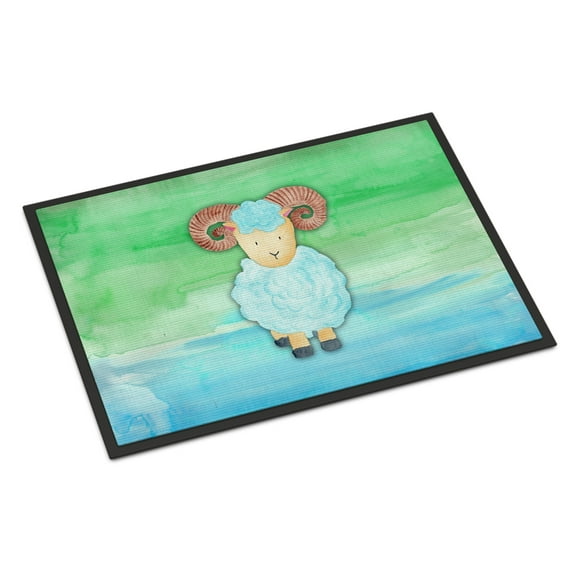 Ram Sheep Watercolor Doormat 18x27
