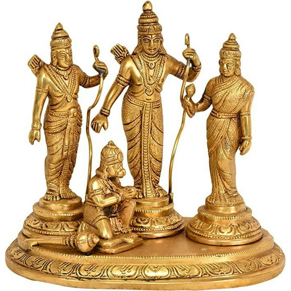 Ram Sita Laxman Hanuman Statue Hindu God Figurine Metal Brass Sculpture Ram Darbar Statue Height 7 Inch