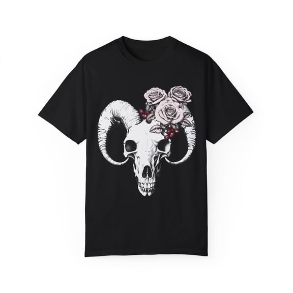 Ram Skull & Flowers Graphic Tee Unisex Streetwear Shirt