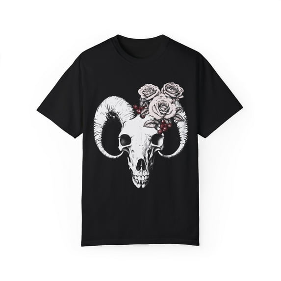 Ram Skull & Flowers Graphic Tee Unisex Streetwear Shirt