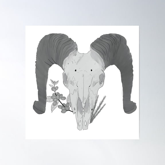 Ram Skull Poster Wall Art, Modern Wall Decor For Living Room Bedroom, 24x24 UNFRAMED