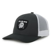 Ram Trucks Logo Structured Trucker Hat, Graphite & White, Adjustable Snapback
