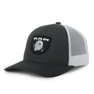 Ram Trucks Logo Structured Trucker Hat, Graphite & White, Adjustable Snapback