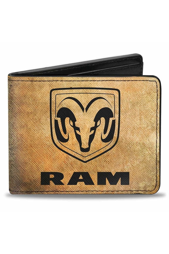 Ram Wallet, Bifold, Ram Logo Guts Glory Pistons Weathered Black, Vegan Leather