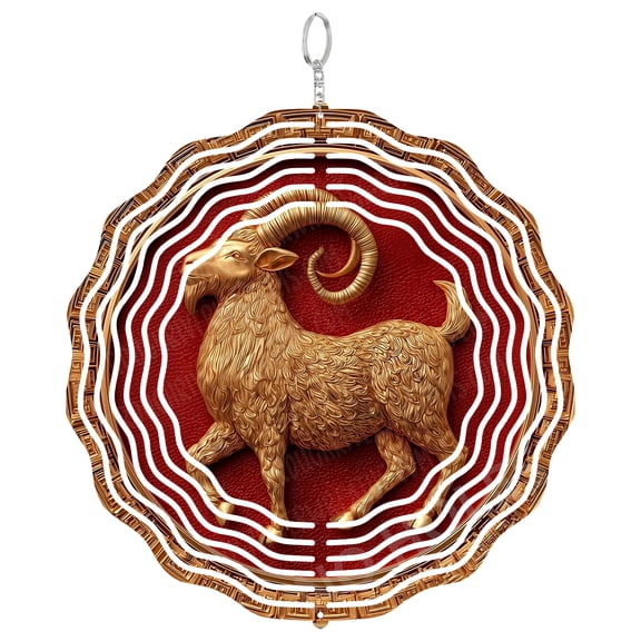 Ram Wind Spinner Metal Outdoor Decor Zodiac Theme Gold Tone