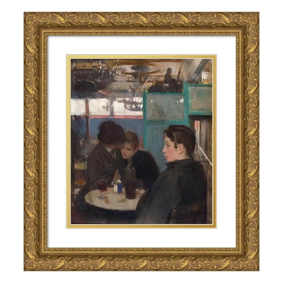 Ramón Casas 12x14 Gold Ornate Wood Frame and Double Matted Museum Art Print Titled - Moulin De La Galette Interior (1890-1891)
