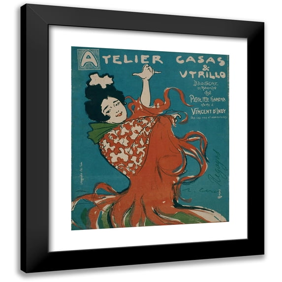 Ramón Casas 15x17 Black Modern Framed Museum Art Print Titled - Atelier Casas and Utrillo (1898)