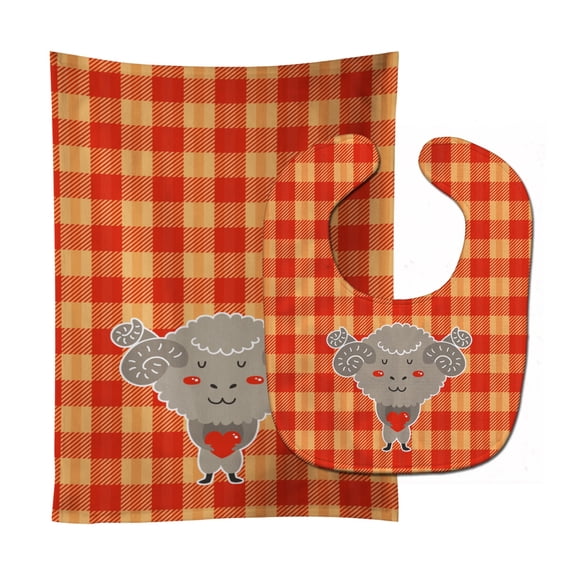 Ram with a Heart Baby Bib and Burp Cloth
