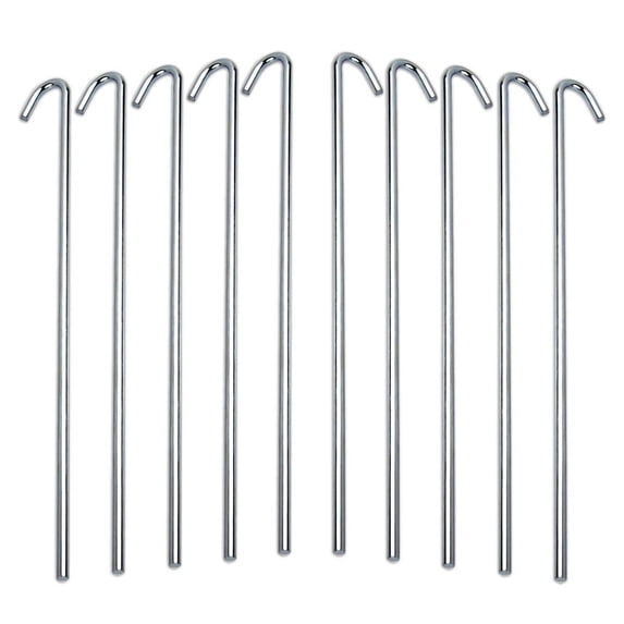 "RamPro 10-Piece Tent Garden Stakes Heavy Duty, Galvanized Steel Pegs Rust-Free (8.5)"