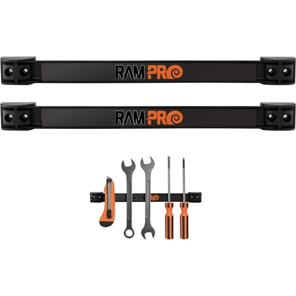 RamPro 2 Pack 12" Magnetic Tool Holder, Magnetic Tool Holder Strip, A Tool Magnet Bar For Shop Organization, Magnetic Tool Organizer For Garage, Easy To Install Tool Magnet - Mounting Screws Included