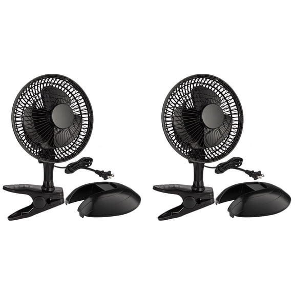 RamPro Portable Desk and Clip on Fan, 6 Inch Fans Small and Quiet Plug In, Small Personal Cooling Fan for Desk Home Bedroom Office, 2 Speed, Adjustable Tilt, Black, 2 Pc