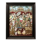 Rama Darbar Tanjore Painting | Traditional Colors With 24K Gold | Teakwood Frame | Gold & Wood | Han