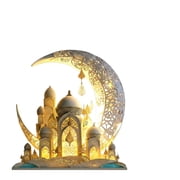 Ramadan Acrylic Crescent Moon Mosque Decor 7.9 Inches Tabletop Islamic Festival Ornament for Shelf Display, Eid Mubarak Home Decoration Accent