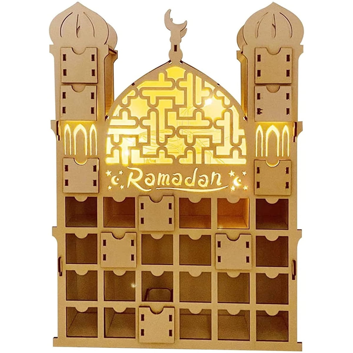 Ramadan Advent Calendar with Light - Wooden Countdown Calendars Muslim ...