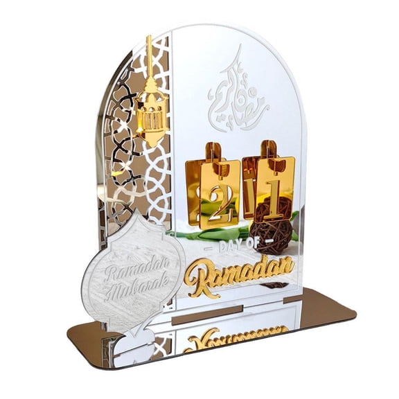 Ramadan Countdown Calendar, 8x8 Acrylic Display with Stand, Islamic Decorations Decoration Gift,Table Eid &