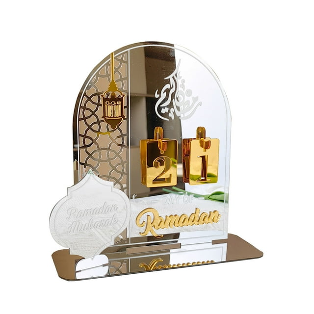 Ramadan Countdown Calendar, Acrylic Eid Ramadan Mubarak Advent Countdown Calendar Craft Ornament Eid Calendar Decorations for Home Kids Gifts