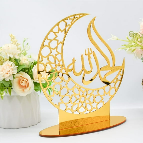 Ramadan Decorations Acrylic Mubarak Sign - Crescent Letter Table Mubarak Ramadan Decorations Sign Eid Decor Eid Mubarak Ornament Ramadan Mubarak Eid Ornaments, Centerpiece Eid Al Adha Decorations