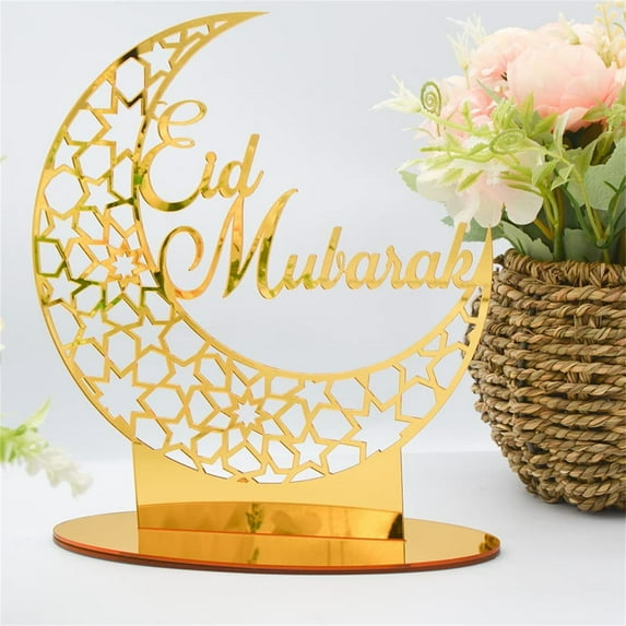 Ramadan Decorations Acrylic Mubarak Sign - Crescent Letter Table Mubarak Ramadan Decorations Sign Eid Decor Eid Mubarak Ornament Ramadan Mubarak Eid Ornaments, Centerpiece Eid Al Adha Decorations