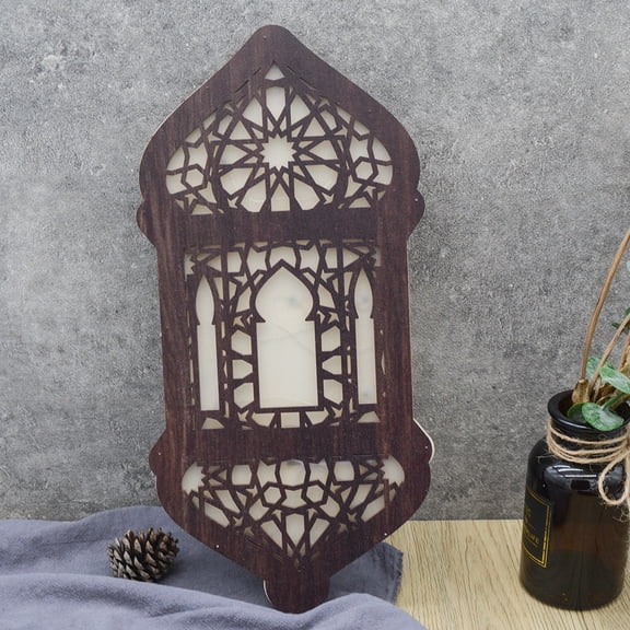 Ramadan Decorations Brown Ramadan Eid Mubarak Wall Decor Hanging Wooden Moon Star Lantern Wall Art Living Room Bedroom Muslim Arabic Party Supplies Indoor Home Decor