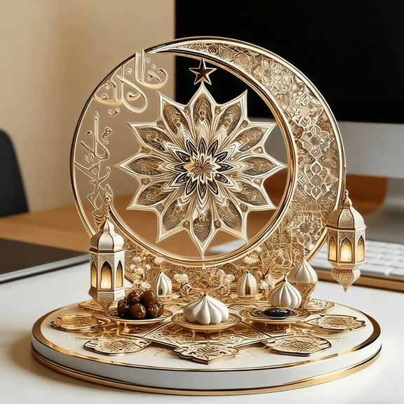 Ramadan Decorations, Table Decor Eid Mubarak, Islamic 2d Moon Sign Ornaments, Eid Decorations, Art Accessories, Acrylic Tabletop Decorative Sign