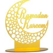 Ramadan Desktop Decorations - Golden Moon Star Acrylic Mirror Decorations, Eid Mubarak Home Table Decorations, for Muslim Holidays, Islamic Holidays Decor