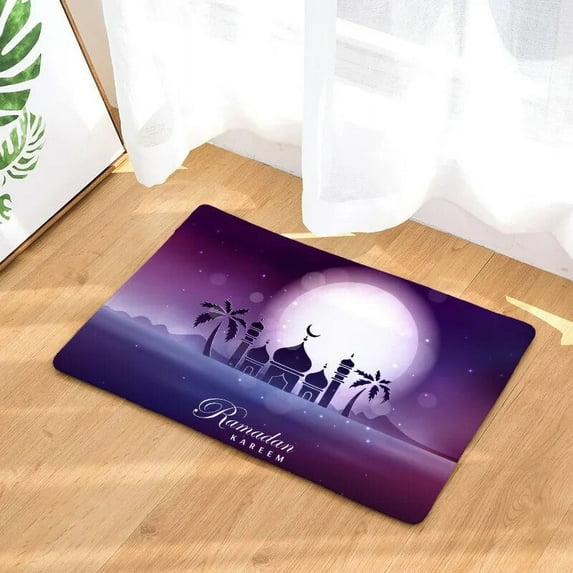 Ramadan Dust Door Entrance Mat Hallway Kitchen Bath Non-slip Eid Mubarak Moon Mosque Rug Dustproof Carpet Doormat
