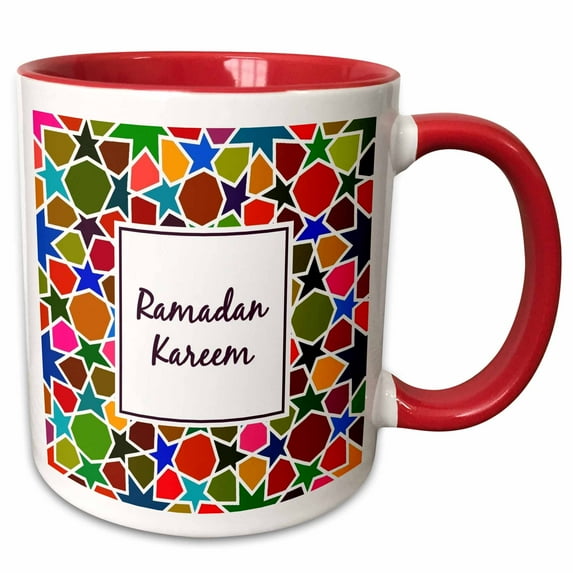 3drose, Ramadan Kareem Generous Happy Ramadan Blessing Islamic Muslim Holiday, 11oz Two-tone Red Mug