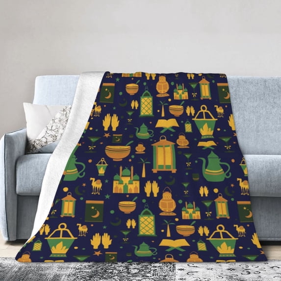 Ramadan Kareem Micro Fleece Air Conditioning Blanket Warm Soft Flannel Blankets decoration Home office Car Bed Sofa 60"x50"