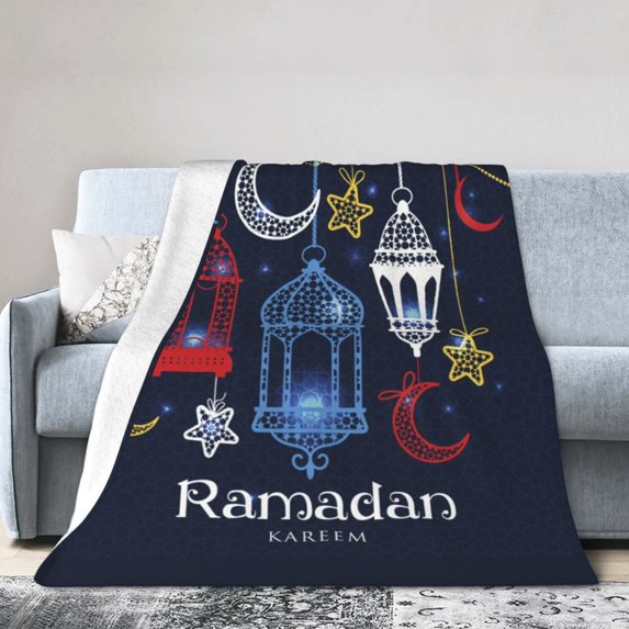 Ramadan Kareem Micro Fleece Air Conditioning Blanket Warm Soft Flannel Blankets decoration Home office Car Bed Sofa 80"x60"