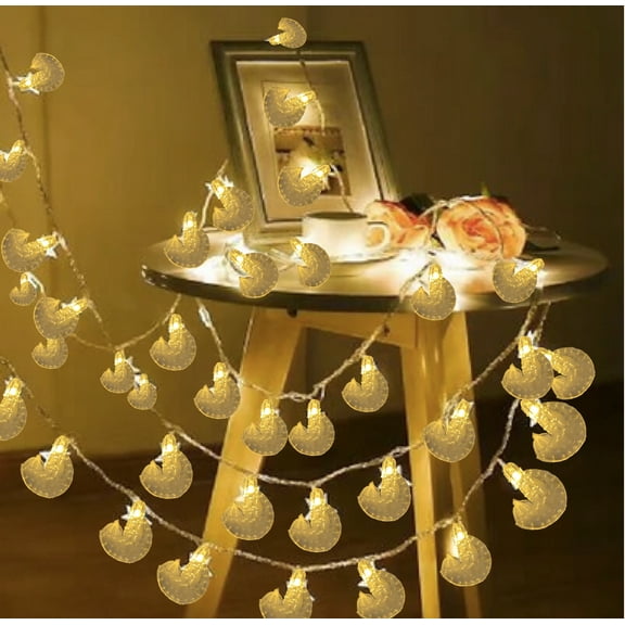 Ramadan LED String Lights Moon Masjid USB Decor Eid Party Supply Festive Decoration (20pc - Moon Masjid Warm White)
