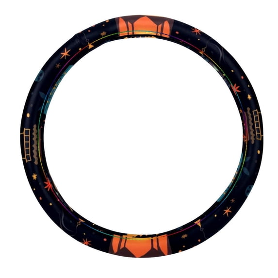 Ramadan Lantern 15.5 Inch Car Wheel Cover, Steering Wheel Cover, Printed PVC Leather Auto Accessories