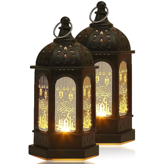 Ramadan Lantern Lights LED Eid Mubarak Lantern Ramadan s for Kids, Ramadan Decorations for Home Table Wall Eid Centerpieces Decor