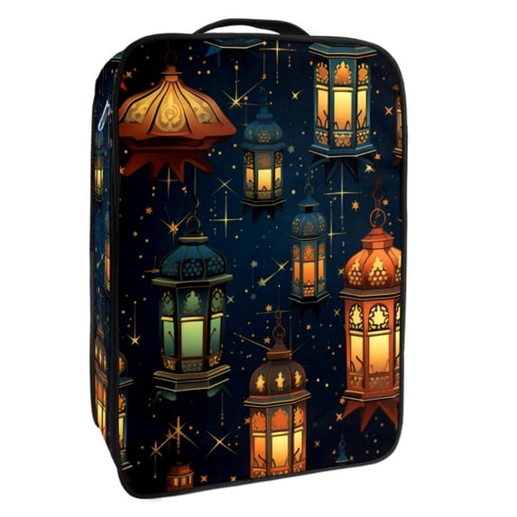 Ramadan Lantern Polyester Shoe Organizer Box with Clear Window, 23x31cm/9x12in, Stackable and Space-Saving Storage Solution for Closet Organization
