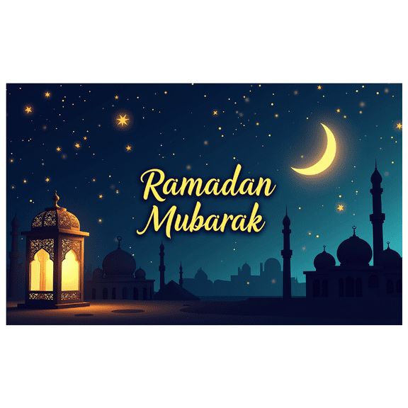 Ramadan Mubarak Decorative Moon and Lantern Banner Celebration Backdrop Perfect for Eid Festivities Party Supplies Photography Props Decorations