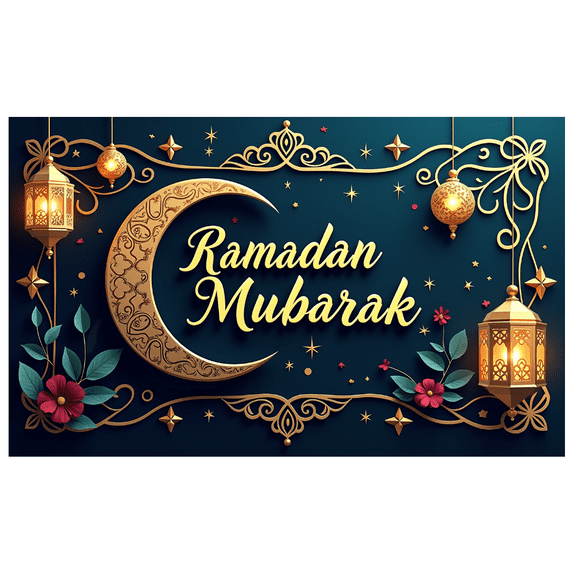 Ramadan Mubarak Eid Moon Lantern Decorative Banner Party Supplies Backdrop Islamic Celebration Event Decoration Photography Props