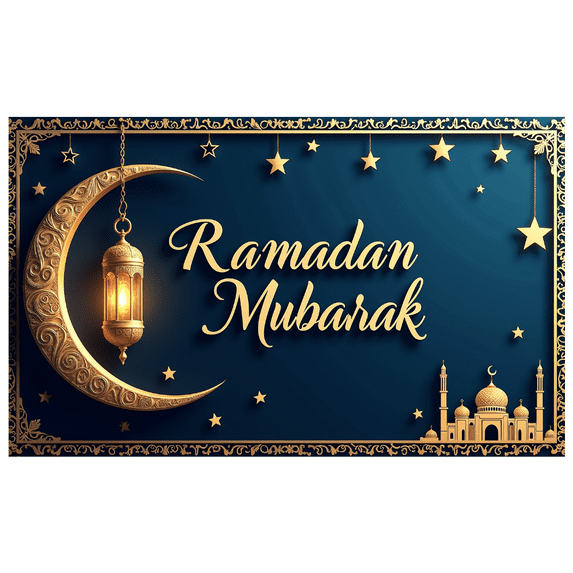 Ramadan Mubarak Festive Decoration Elegant Lantern Design Banner Backdrop Background Party Supplies Eid Celebration Muslim Festival Photography Props