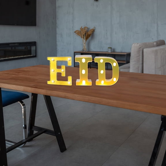 Ramadan Mubarak LED Letter Lights - Battery-Powered Table Decoration with Mirror Surface, Party Decor for Eid, Home, and Tabletop Celebrations, Gift
