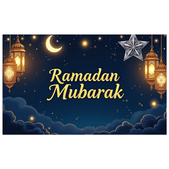 Ramadan Mubarak Lantern Moon Banner Decorations Backdrop Celebrations Festival Event Party Supplies Home Decor