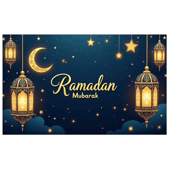Ramadan Mubarak Lanterns Moon Stars Banner Celebration Decor Background Party Supplies Backdrop Ramadan Kareem Event Decorations Festive Props